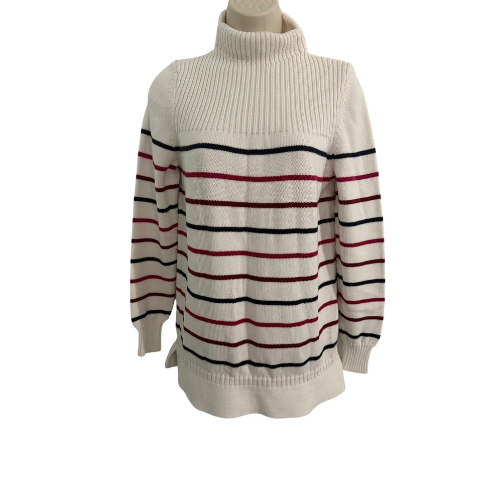 Barbour White Striped Cotton Sweater Size Medium